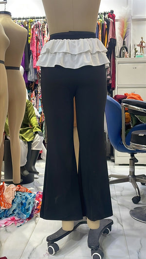 TANDUL Women Elegant Black Trouser with White Detailing