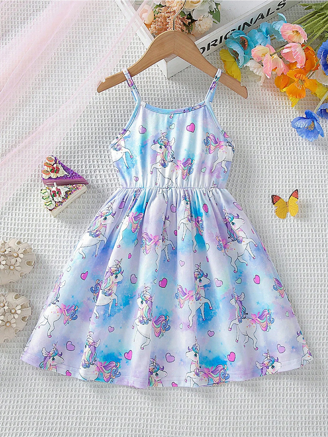 TANDUL  Girls Above Knee Casual Dress  (Multicolor, Sleeveless)