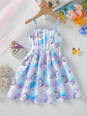 TANDUL  Girls Above Knee Casual Dress  (Multicolor, Sleeveless)