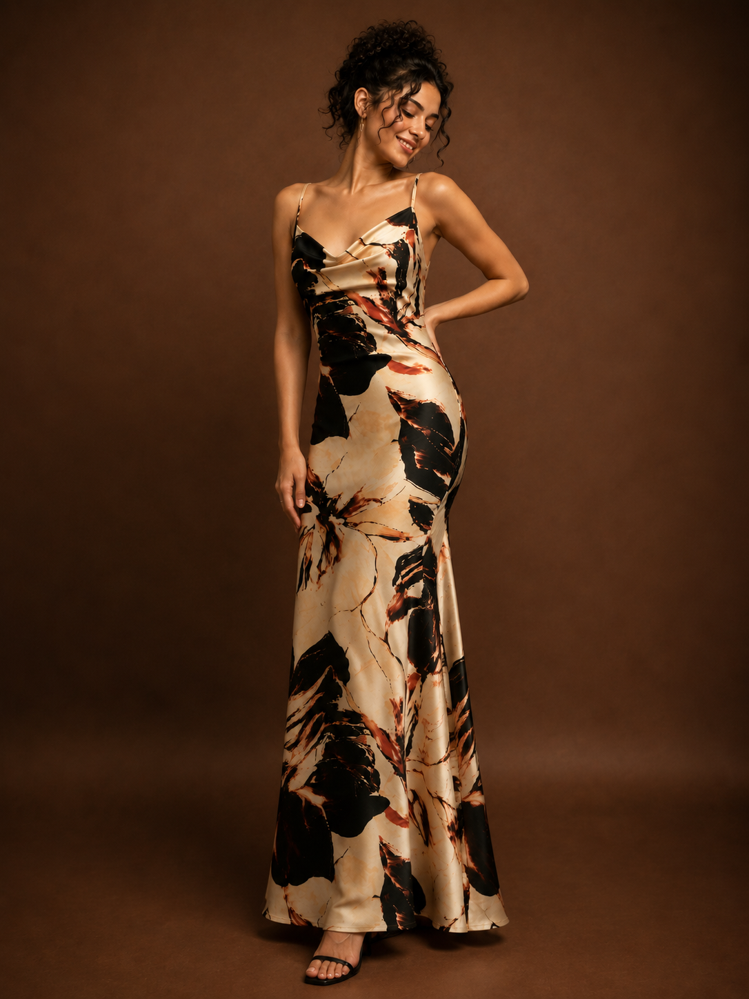 TANDUL Women Floral Print Bodycon Maxi Dress