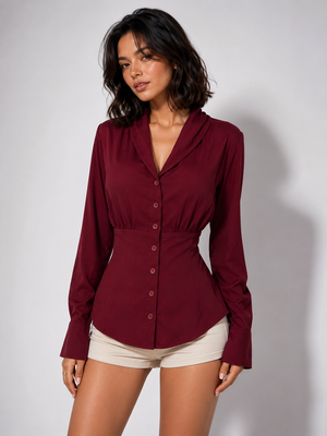 TANDUL Women Stylish Maroon Full Sleeve Shirt