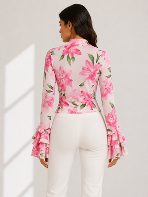 TANDUL Women Chatrming Pink Pink Floral Top