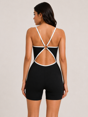 TANDUL Women Sleek Black Jumpsuit witth White Detailing