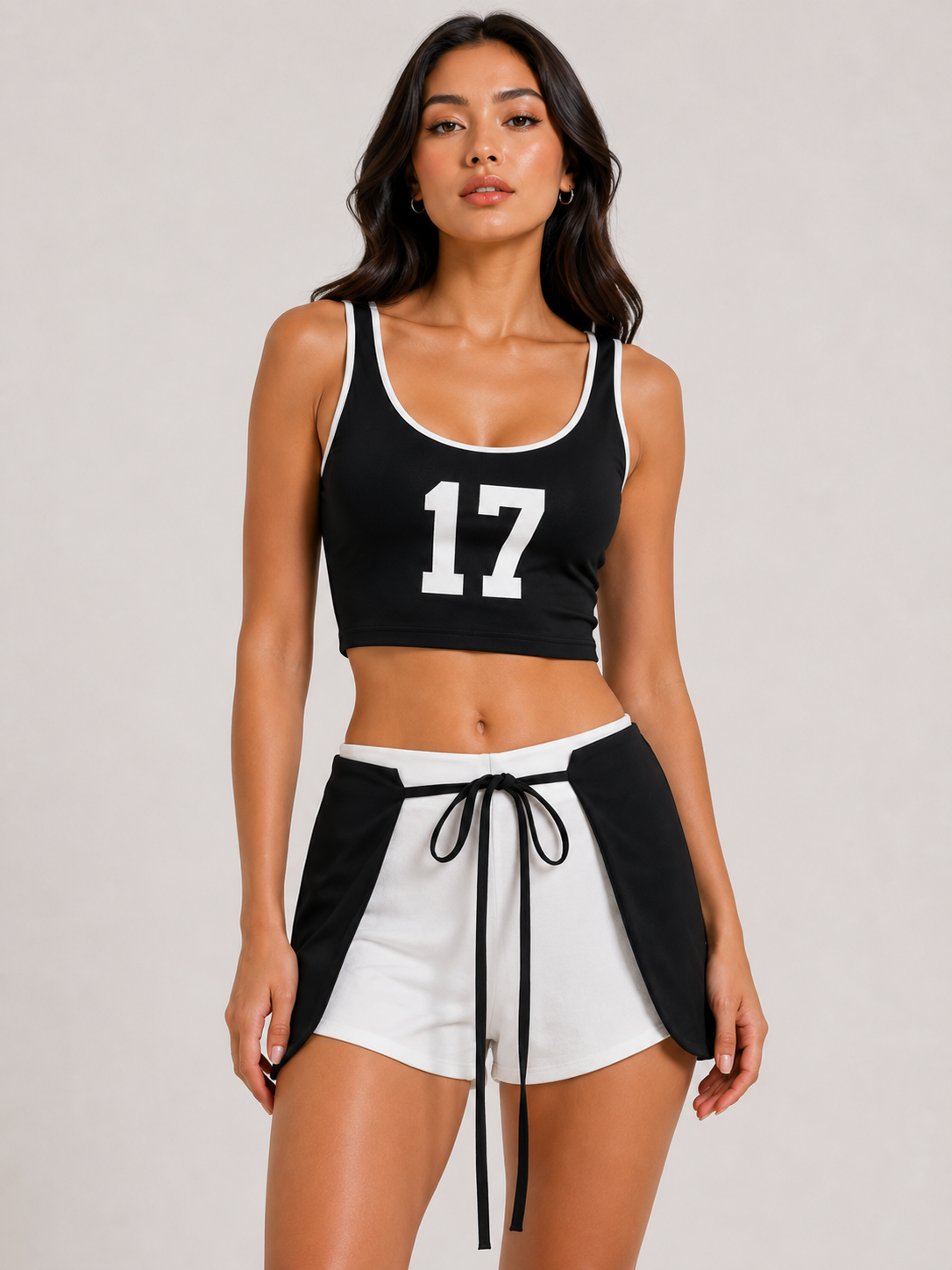 TANDUL Women Chic Black and White Shorts