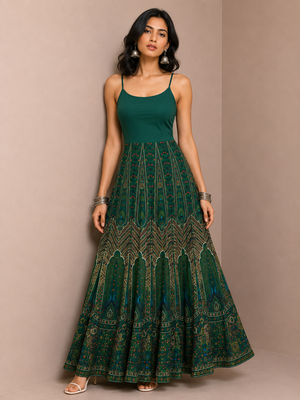 TANDUL Women Stunning Green Printed Dress