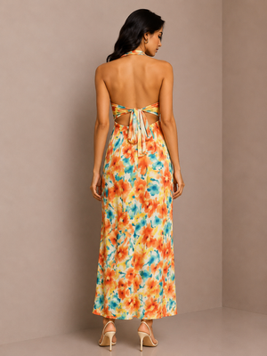 TANDUL Women Stunning Yellow Floral Dress
