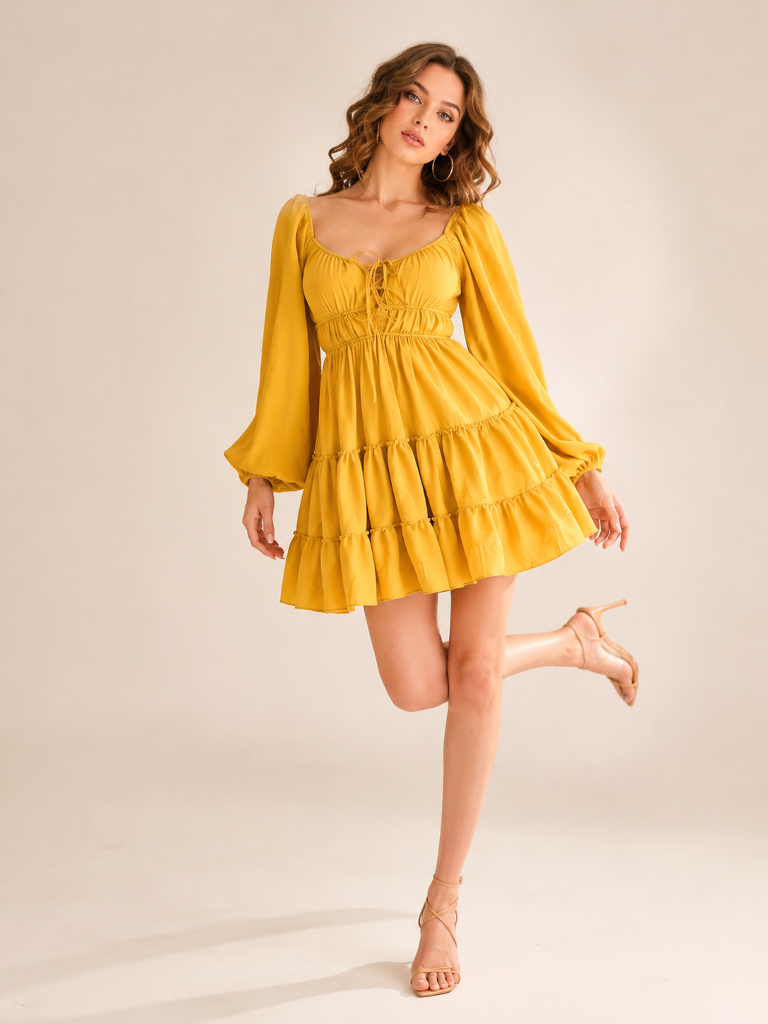 TANDUL Women Stunning Flared Yellow Dress