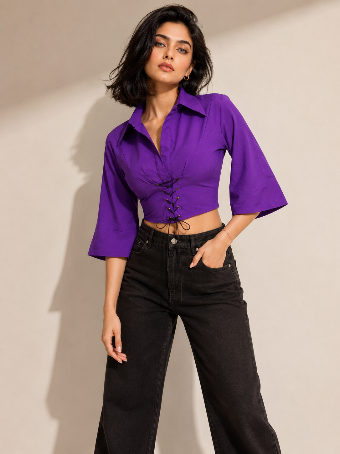 TANDUL Women Elegant Purple Stylish Shirt