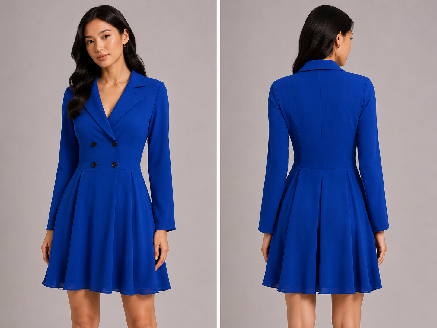TANDUL Women Double-Breasted Long-Sleeve Mini Jacket Dress