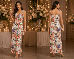 TANDUL Women Floral Tie-Strap Maxi Dress