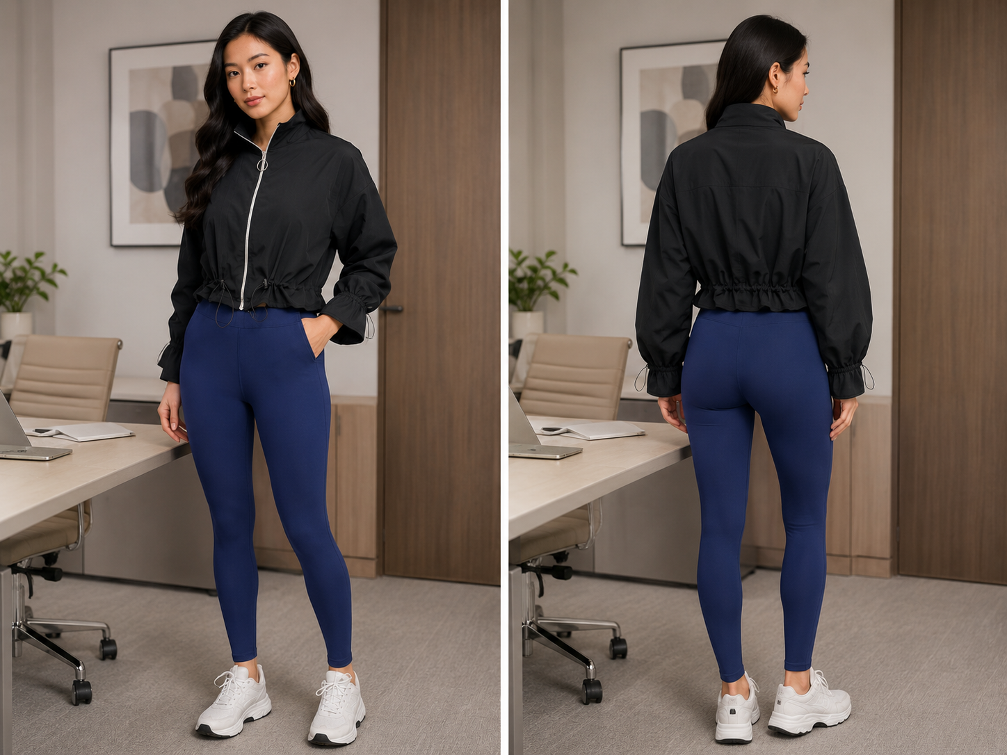 TANDUL Women High-Neck Zip-Up Jacket with Adjustable Drawstring