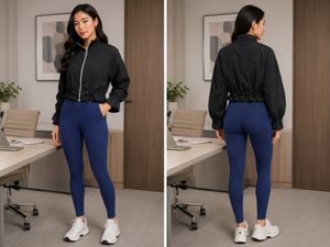 TANDUL Women High-Neck Zip-Up Jacket with Adjustable Drawstring