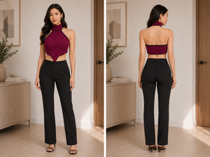 TANDUL Women Handkerchief Hem Backless Crop Top