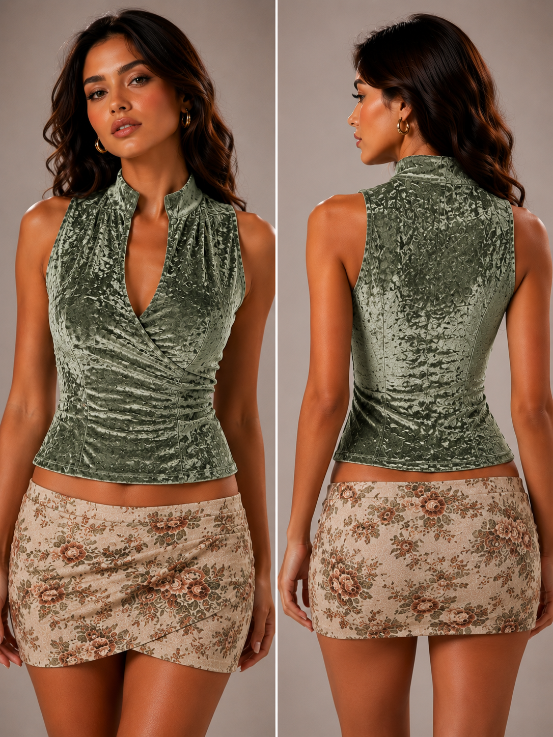 TANDUL Women Stunning Green Velvet Top