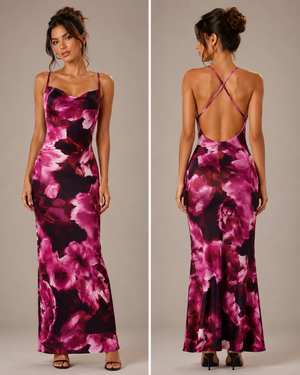 TANDUL Women Elegant Backless Bodycon Long Dress