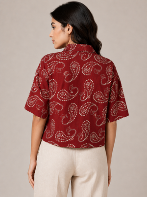 TANDULWomen Maroon Paisley Printed Shirt