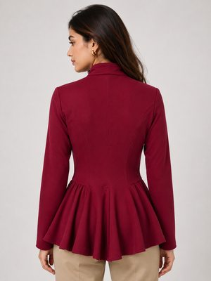 TANDUL Women Chic Maroon Tailored Full Sleeve Top