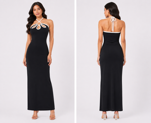 TANDUL Women Monochrome Floral Cut-Out Bodycon Dress