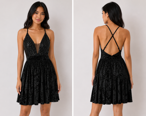 TANDUL Women Glamorous Black Sequin Dress