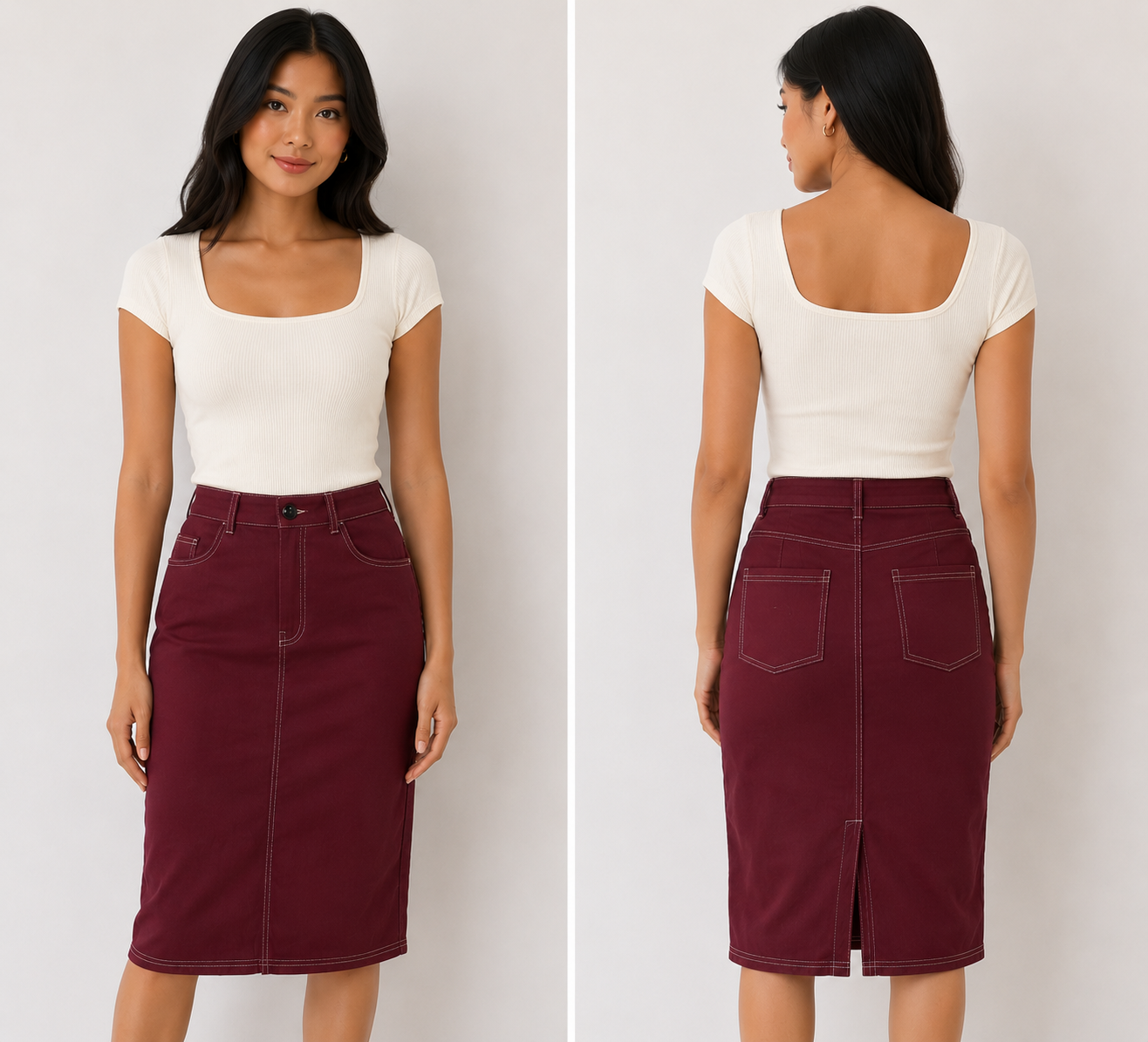 TANDUL Women Maroon Midi Skirt
