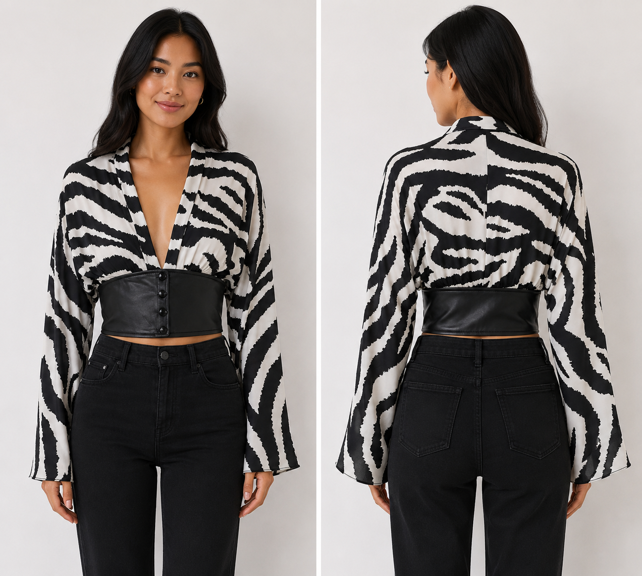 TANDUL Women Striking  Zebra Printed Crop Top