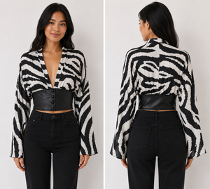 TANDUL Women Striking  Zebra Printed Crop Top