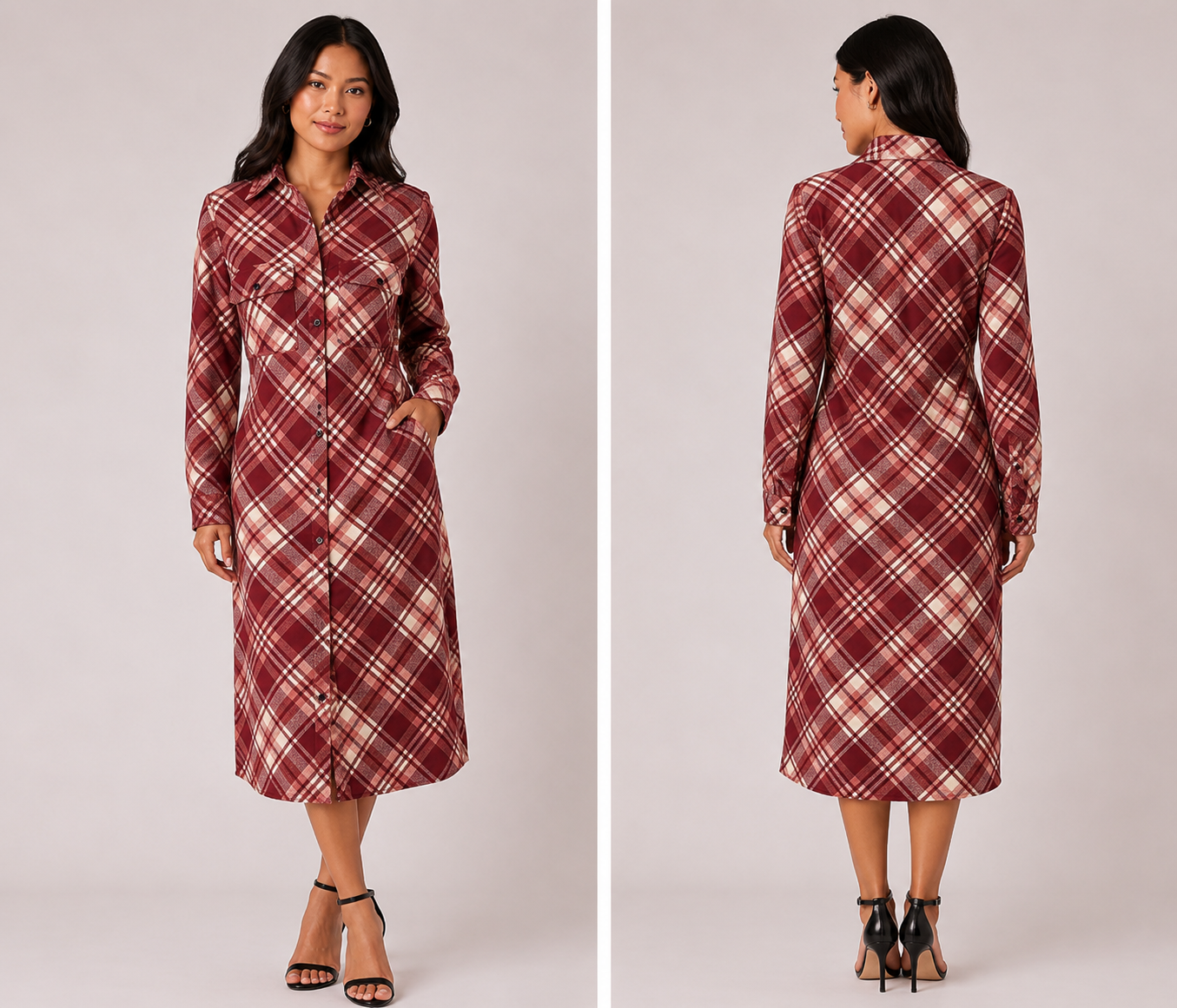 TANDUL Women Plaid Collared Dress