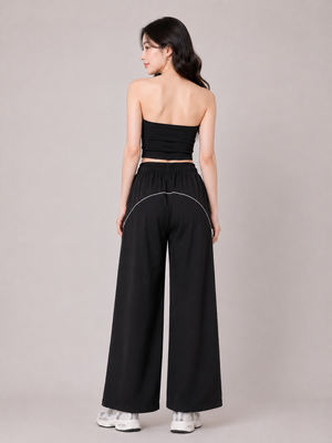 TANDUL Women Contrast Pipe Relaxed Wide-Leg Trouser