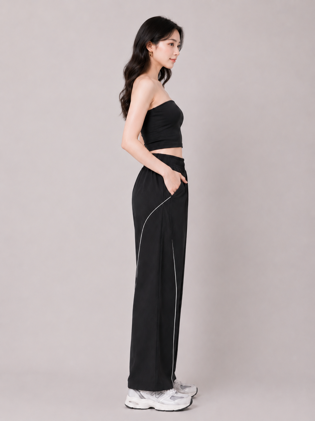 TANDUL Women Contrast Pipe Relaxed Wide-Leg Trouser