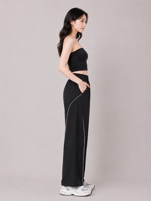 TANDUL Women Contrast Pipe Relaxed Wide-Leg Trouser