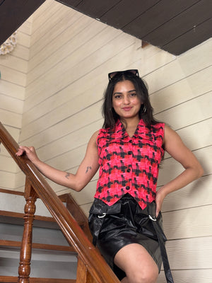 TANDUL Women stunning checked waistcoat