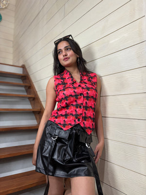 TANDUL Women stunning checked waistcoat