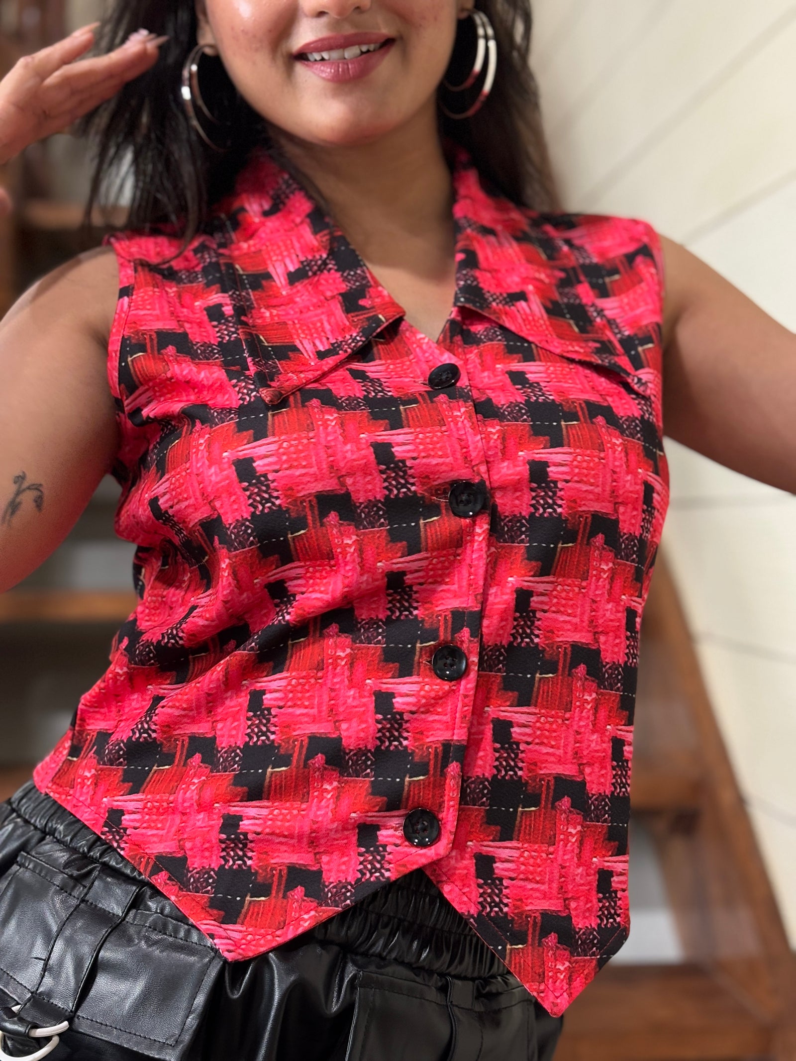 TANDUL Women stunning checked waistcoat
