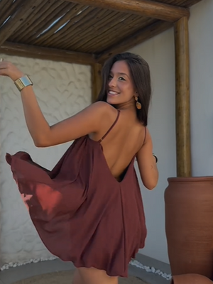 Halter neck style Brown crepe dress