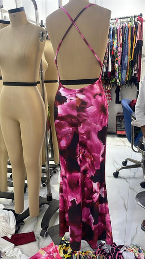 TANDUL Women Elegant Backless Bodycon Long Dress