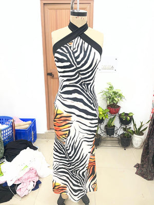 TANDUL Women Exquisite Zebra Printed Bodycon Dress