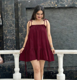 BREEZE DRESS MAROON REYON