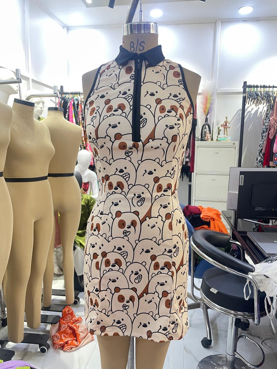 TANDUL Women Cutie Bear Printed Dress