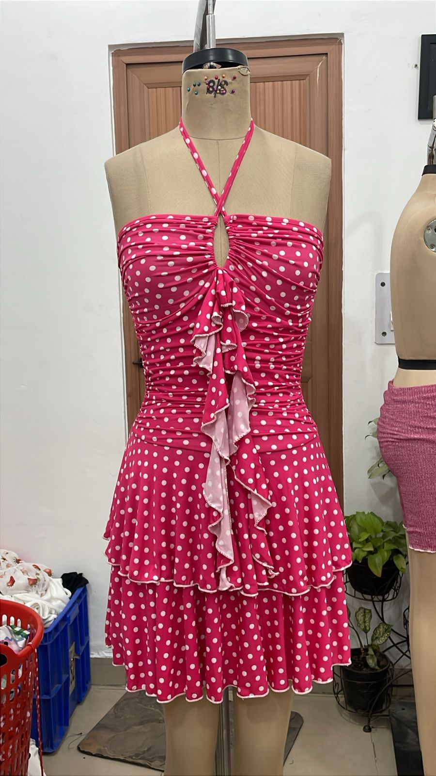 TANDUL Women Barbiecore Pink Polka Dot Dress