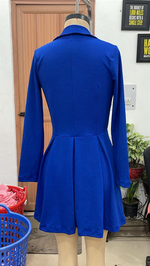 TANDUL Women Double-Breasted Long-Sleeve Mini Jacket Dress