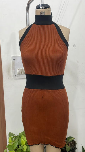 TANDUL Women Elegant Brown Knitted Dress