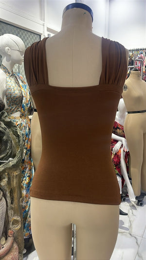 TANDUL Women Stunning Brown Stylish Neck Top