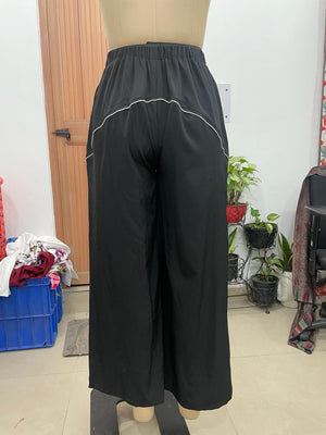 TANDUL Women Contrast Pipe Relaxed Wide-Leg Trouser