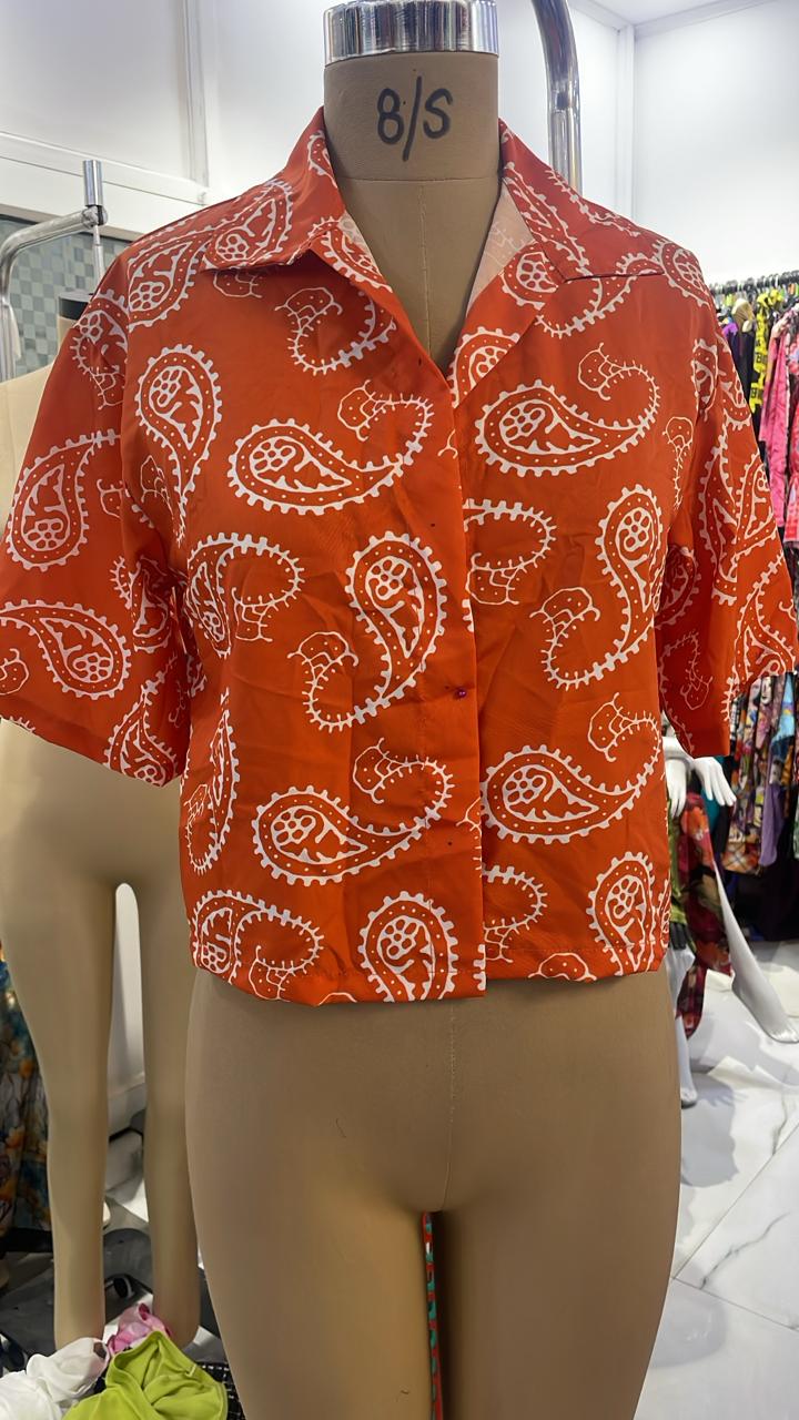 TANDUL Women Striking Orange Paisley Printed Shirt