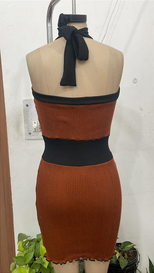 TANDUL Women Elegant Brown Knitted Dress