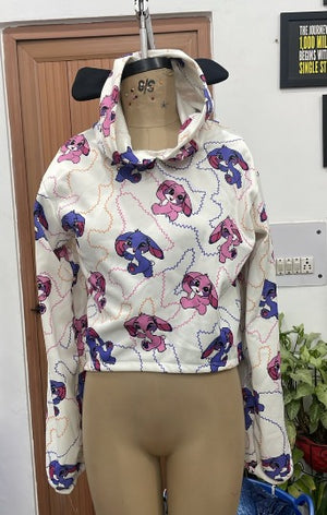 TANDUL Women Cartoon Character Printed Cropped Hoodie