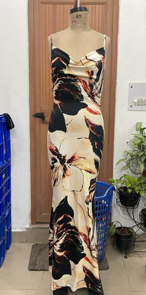 TANDUL Women Floral Print Bodycon Maxi Dress