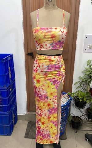 TANDUL Women Yellow and Pink Floral Print Co-ord Set