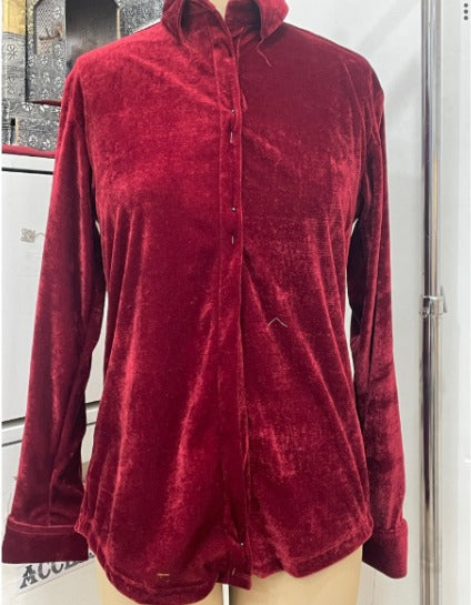 TANDUL Men's Red Velvet Shirt