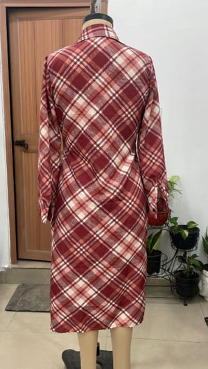 TANDUL Women Plaid Collared Dress